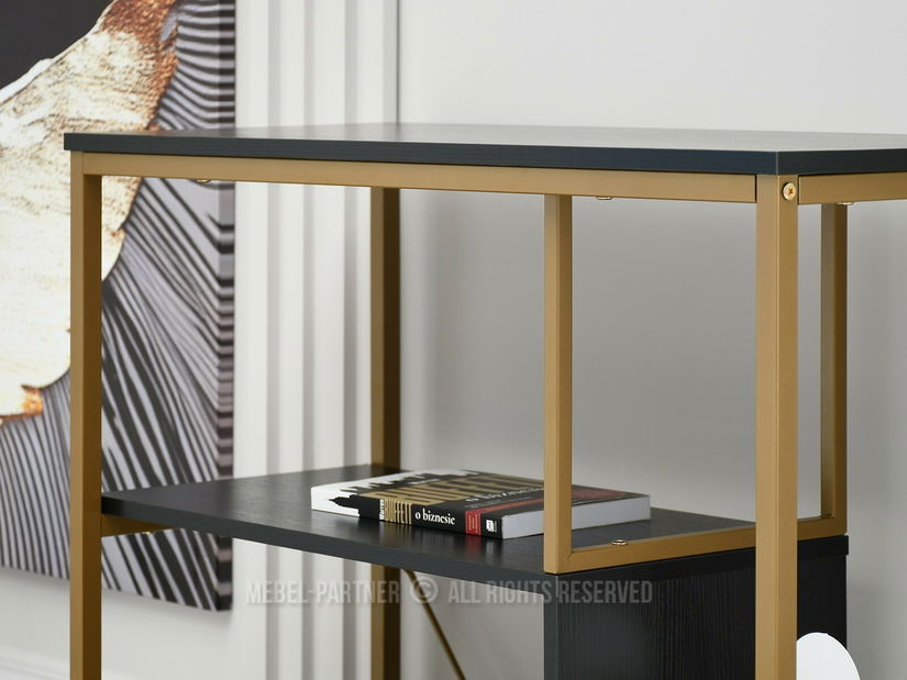 Regál Harp B (černé dřevo + zlatá)