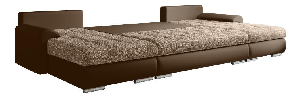 Rohová sedací souprava U Tuzzo (ekokůže hnědá + hnědý melír)