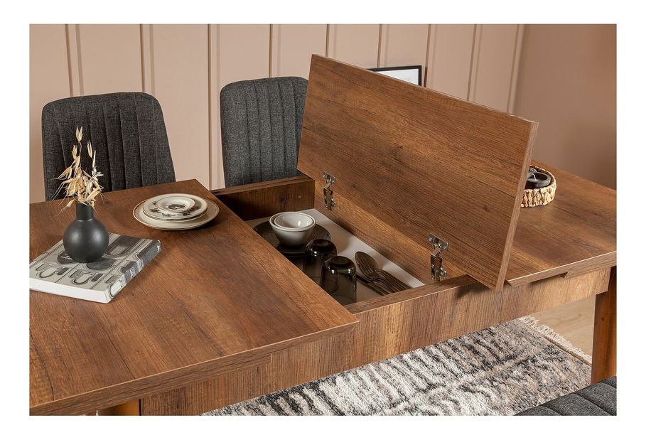 Jídelní set Vlasta 1 (ořech + antracit) (pro 4 osoby)