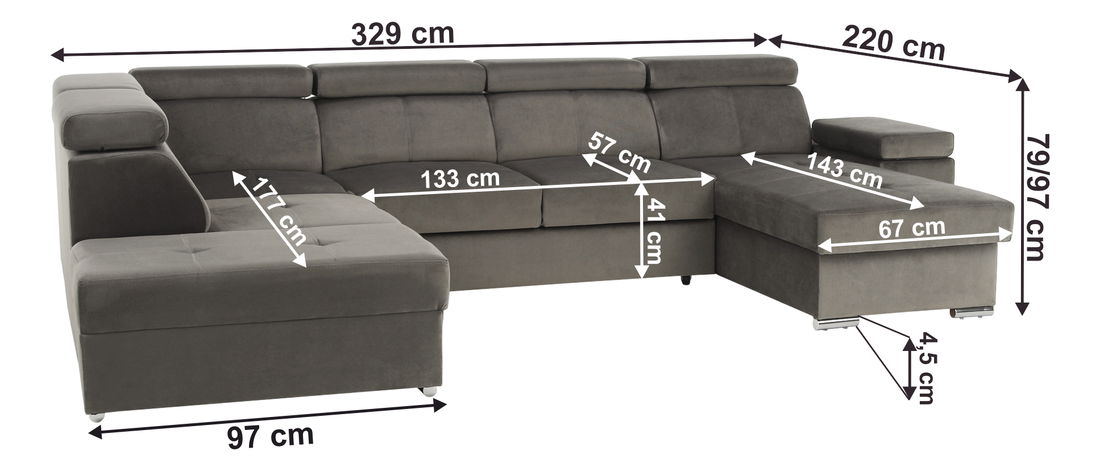 Sedací souprava Lamour (šedohnědá) (P)