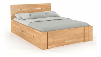 Manželská postel 180 cm Naturlig Tosen High Drawers (buk)