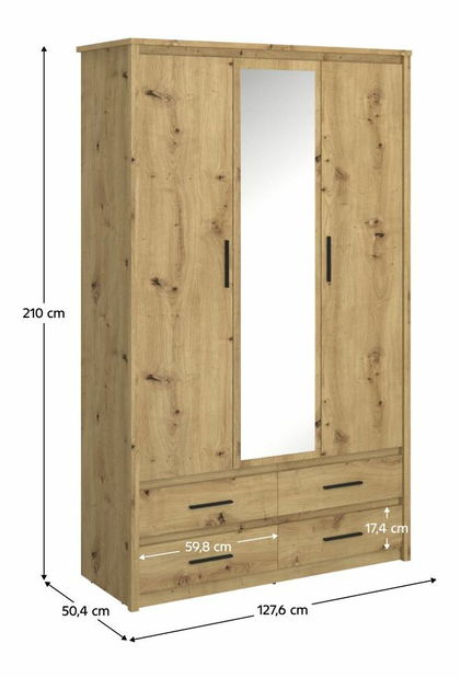 Šatní skříň IRON (dub artisan)