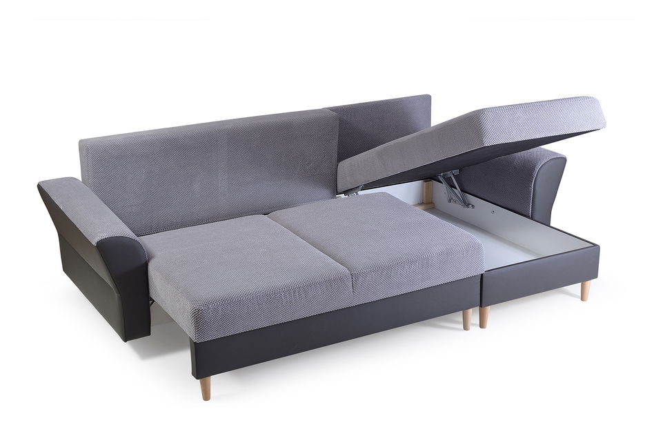 Rohová sedací souprava Artan (tmavěšedá + bílá) (P)