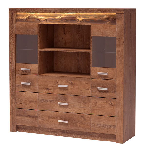 Vitrína Indie 22 (s LED osvětlením) (jasan světlý)