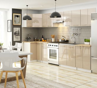 Dolní kuchyňská skříňka Ozara S80 2D (bílá + cappuccino lesk)