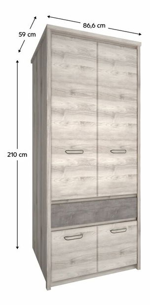 Šatní skříň JESS (kaštan nairobi + onyx)