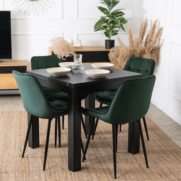 Rozkládací jídelní stůl Menores (černá) (pro 4-6 osob) *výprodej