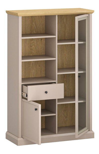 Vitrína Indices 2 (taupe + dub kamenný)