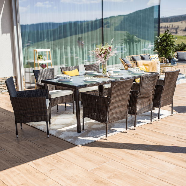 Zahradní set 9-dílný Menaro (hnědá + béžová)