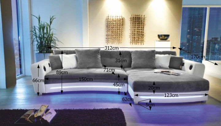 Rohová sedací souprava Luxlaredo (P) (s audiosystémem a LED) *výprodej