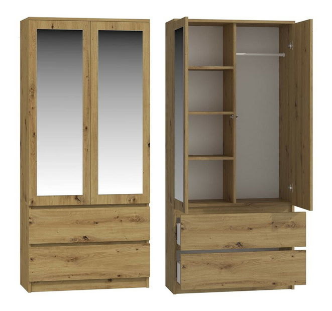 Šatní skříň Musecalo 1 (dub artisan) (se zrcadlem)