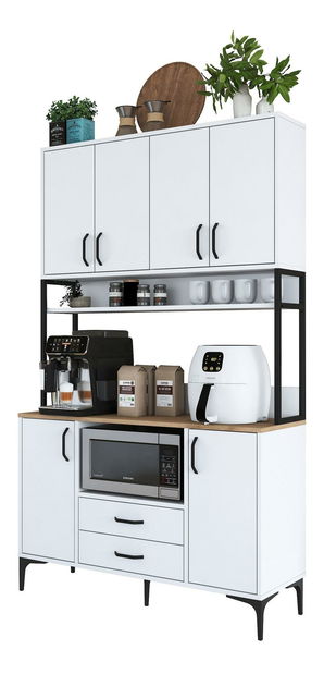 Policová skříň Jenaretta 169 (bílá + ořech)