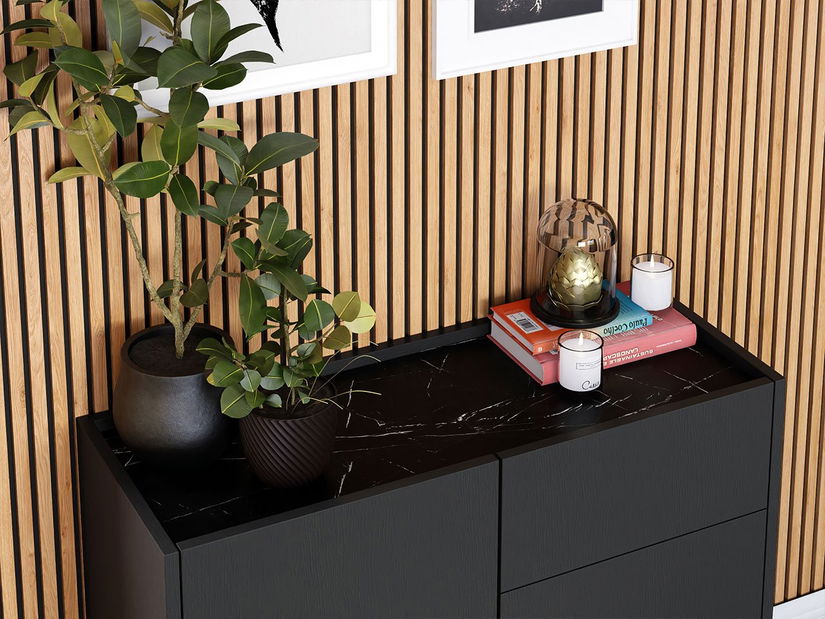 Komoda Amaryllis AKSZ97 (černý grafit + černý královský mramor) *bazar