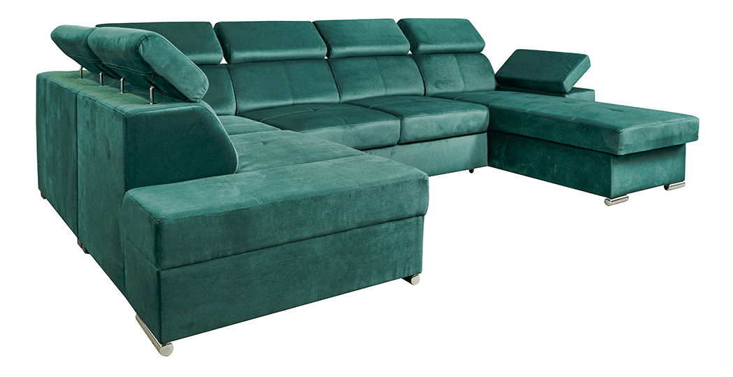 Rohová sedačka ve tvaru U Lamour (smaragdová) (P)