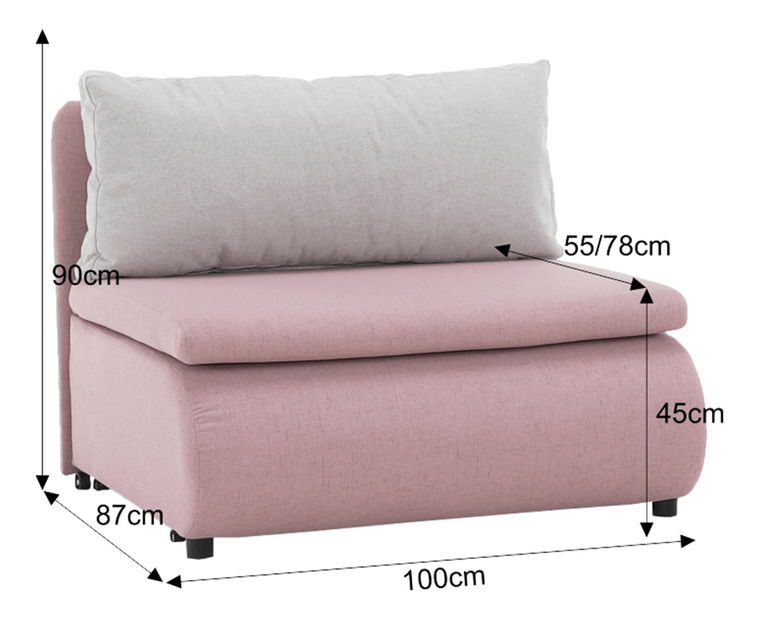 Křeslo Kotu New (ružová + světlešedá)