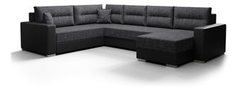 Rohová sedačka ve tvaru U Glide 3 (tmavě šedá + černá) (L)