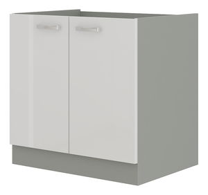Dolní kuchyňská skříňka Brunea 80 D 2F BB (šedá + lesk bílý)