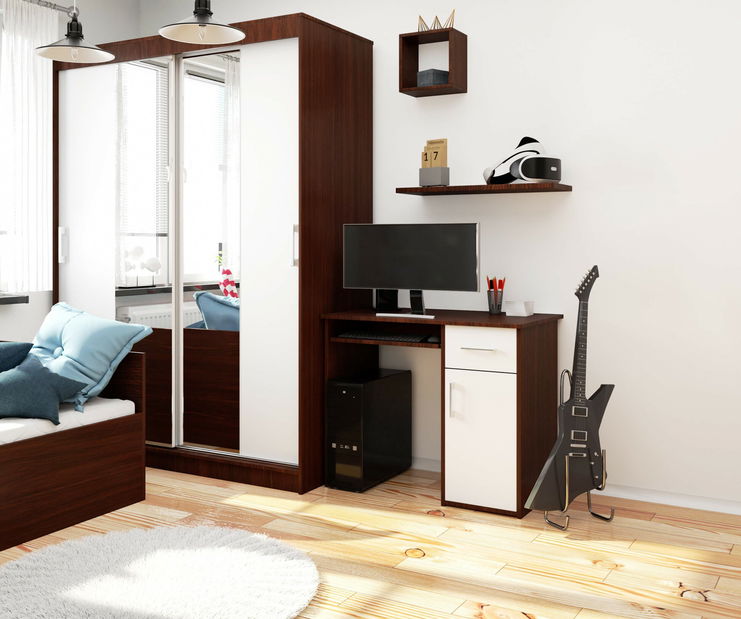 PC stolek Padma (wenge + bílá)