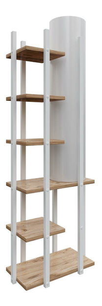 Stojanová lampa s policemi Derotessa 2 (bílá + přírodní)