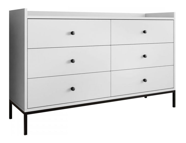 Komoda Tezarta 6SZ (bílá + černá)