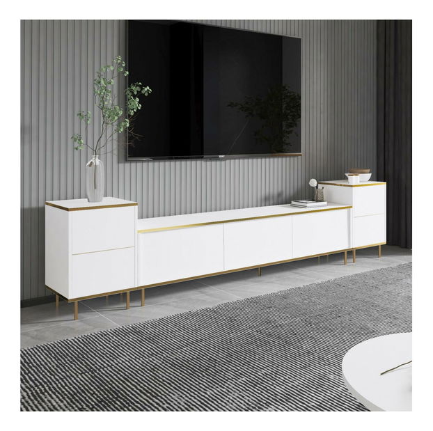 TV stolek/skříňka Iris 1 (bílá + zlatá)