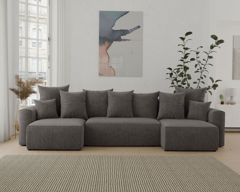 Rohová sedačka Denia U (šedočerná) (L)