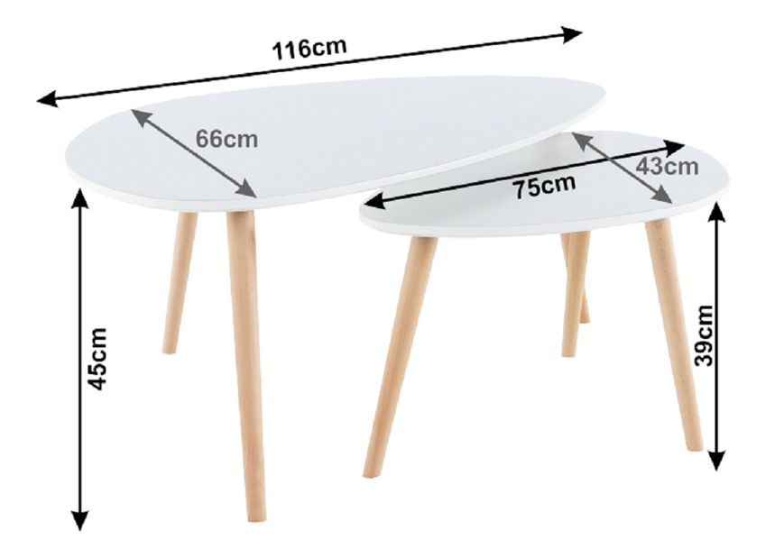 Konferenční stolek Faith (bílá + buk)
