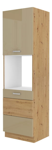 Potravinová kuchyňská skříňka na troubu Arryn 60 DP-210 2F (dub artisan + lesk cappucino)
