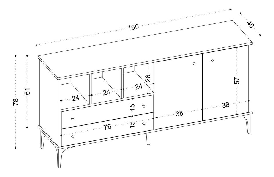 Komoda Aliex 2 (dub safírový)