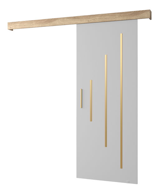 Posuvné dveře 90 cm Sharlene Y (bílá matná + dub sonoma + zlatá)