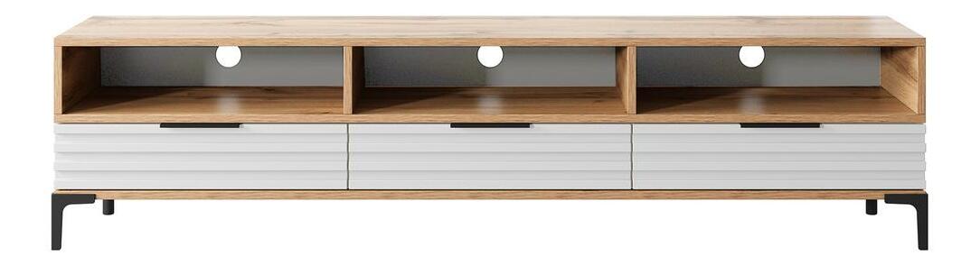 TV skříňka/stolek Ricko 3D (dub přírodní + bílá)