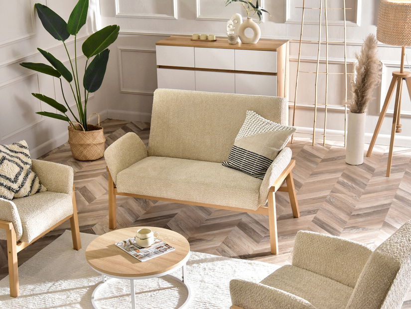 Pohovka dvousedačka Lavora (béžová + dub)