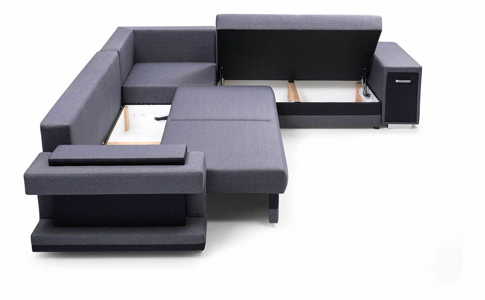 Rohová sedací souprava Akiko (modrá) (P)