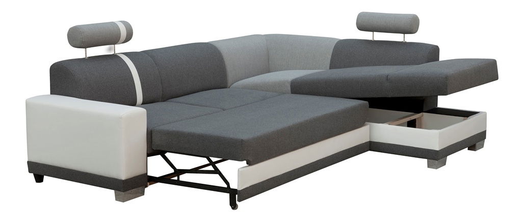 Rohová sedací souprava Virgo (šedá + černá) (P)