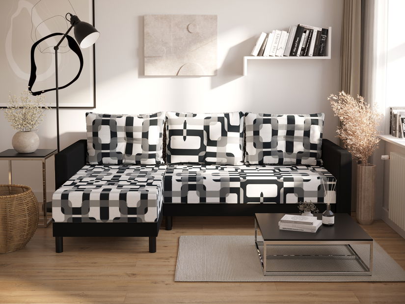 Rohová sedací souprava Glimmer L (béžová + vícebarevné) (L)