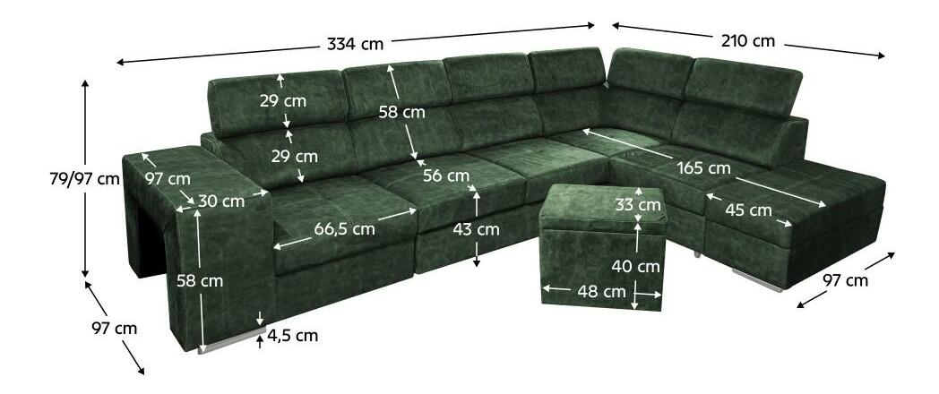 Rohová sedací souprava Maiga BIG (smaragdová) (P)