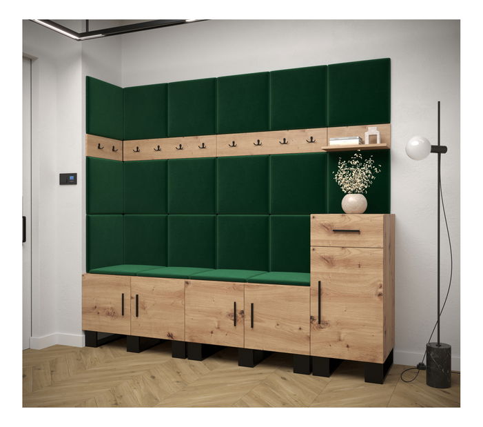 Předsíňová sestava Amanda 9 (dub artisan + zelená)