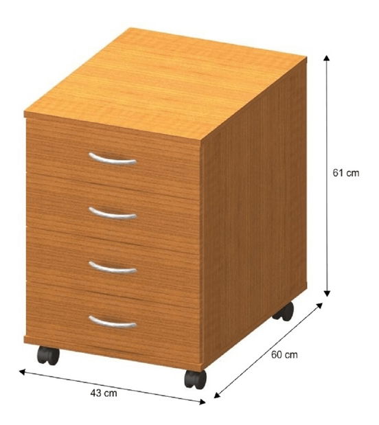 Skříňka na kolečkách Asista AS 015 třešeň