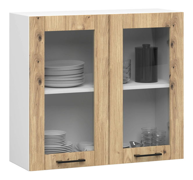 Horní kuchyňská vitrína Organo 720 (bílá + dub artisan)