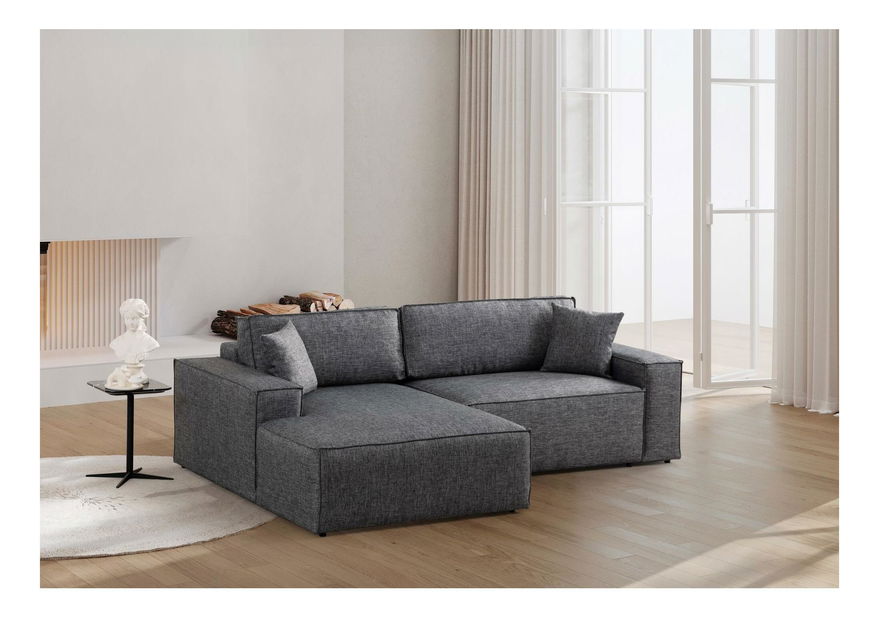 Rohová sedačka Pirlofenzza (s úl. prostorem) (L) (tmavě šedá)