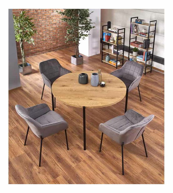 Jídelní stůl Marig (přirodně dřevo + černá)