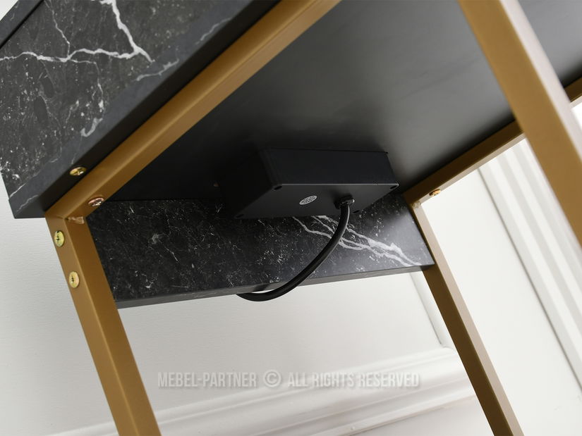 Noční stolek Emmo (černý mramor + zlatá)