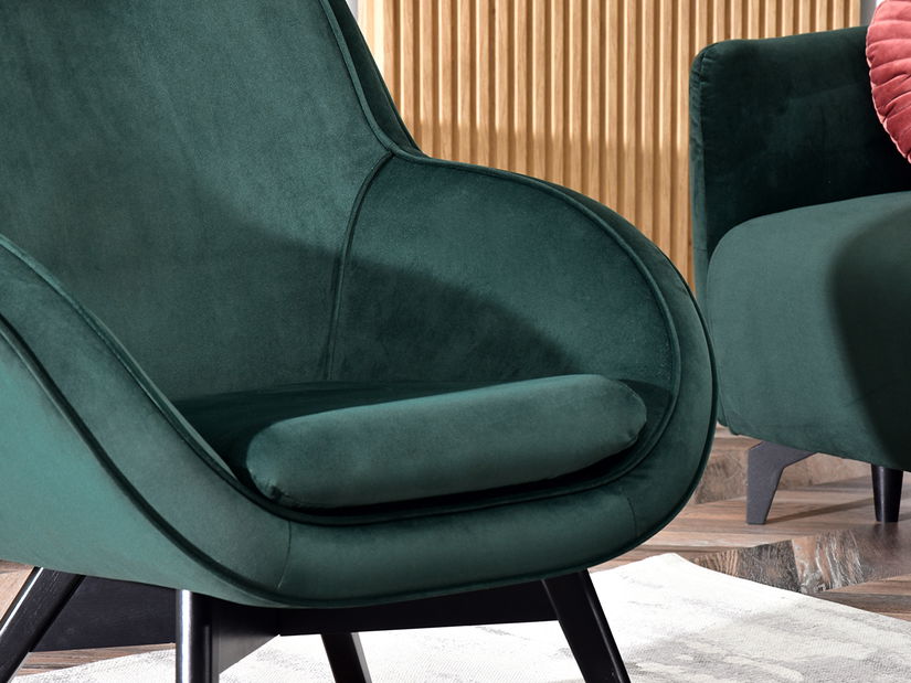 Designové křeslo Merch (zelená + dub)