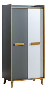 Šatní skříň Wendy W1 (antracitová + bílá + dub wotan)