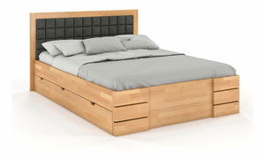 Manželská postel 180 cm Naturlig Storhamar High Drawers (buk)
