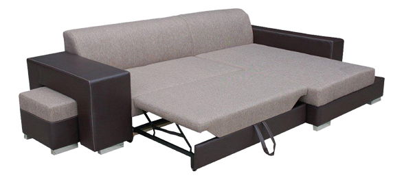 Rohová sedací souprava Madison (světle šedá + černá) (L)