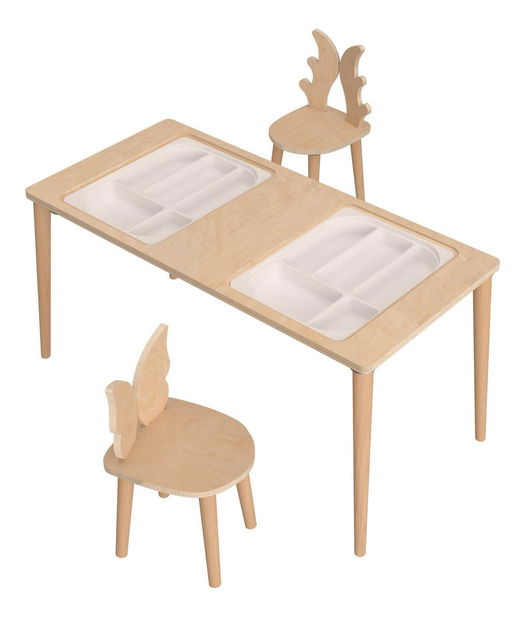 Dětský kreativní stolek se 2 židlemi Tevenko 1 (bříza)