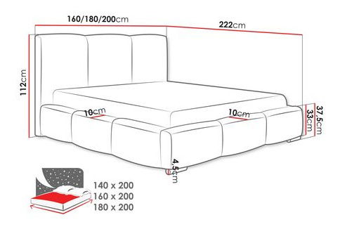Manželská postel 160cm Armisticio (khaki)