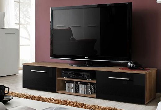 TV stolek/skříňka Beryl 23 NSH B2 (švestka + lesk černý) *výprodej