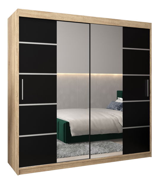 Šatní skříň 200 cm Verika 4 200 (dub sonoma + černá)